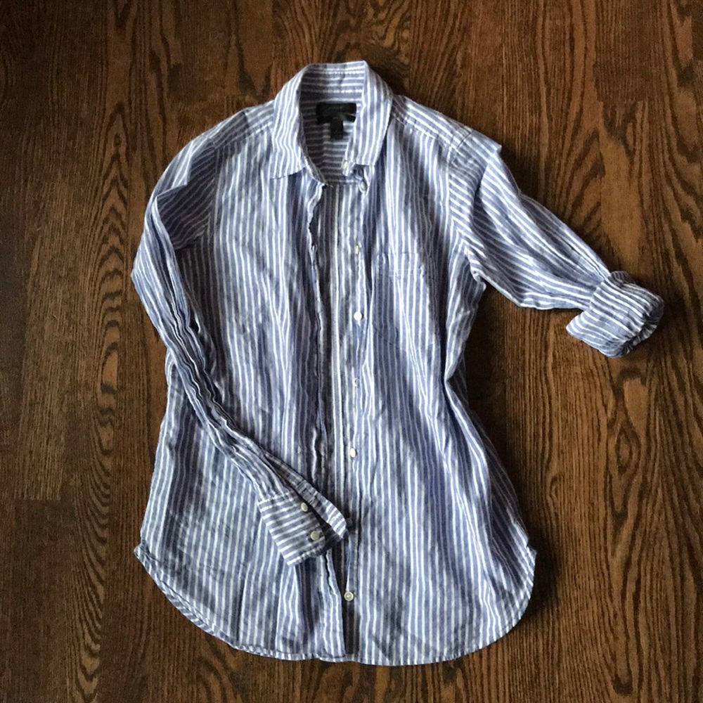 J Crew blue and white striped shirt size 2